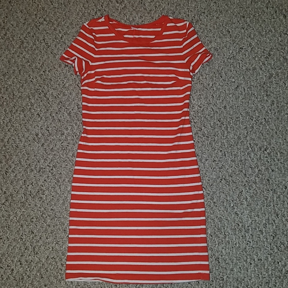 Orange and white striped Old Navy tshirt dress